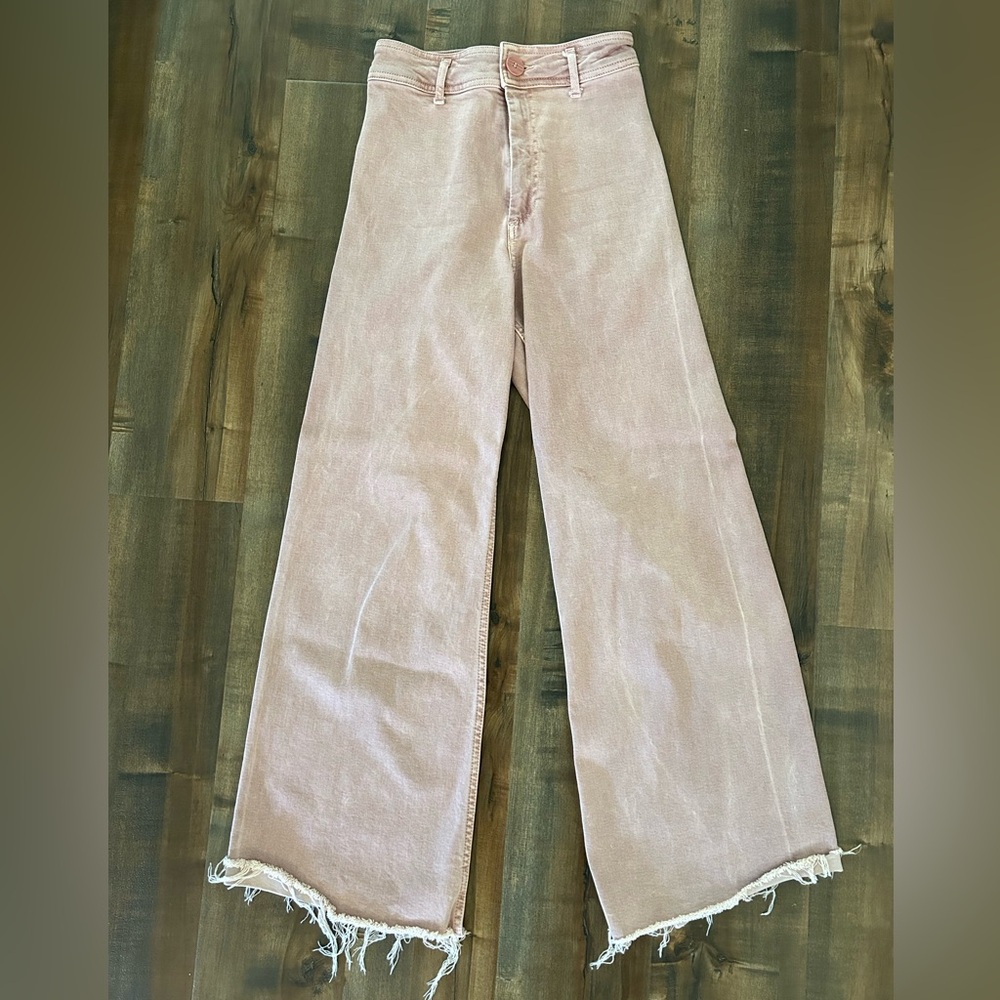 Zara wide legged jeans, distressed pink